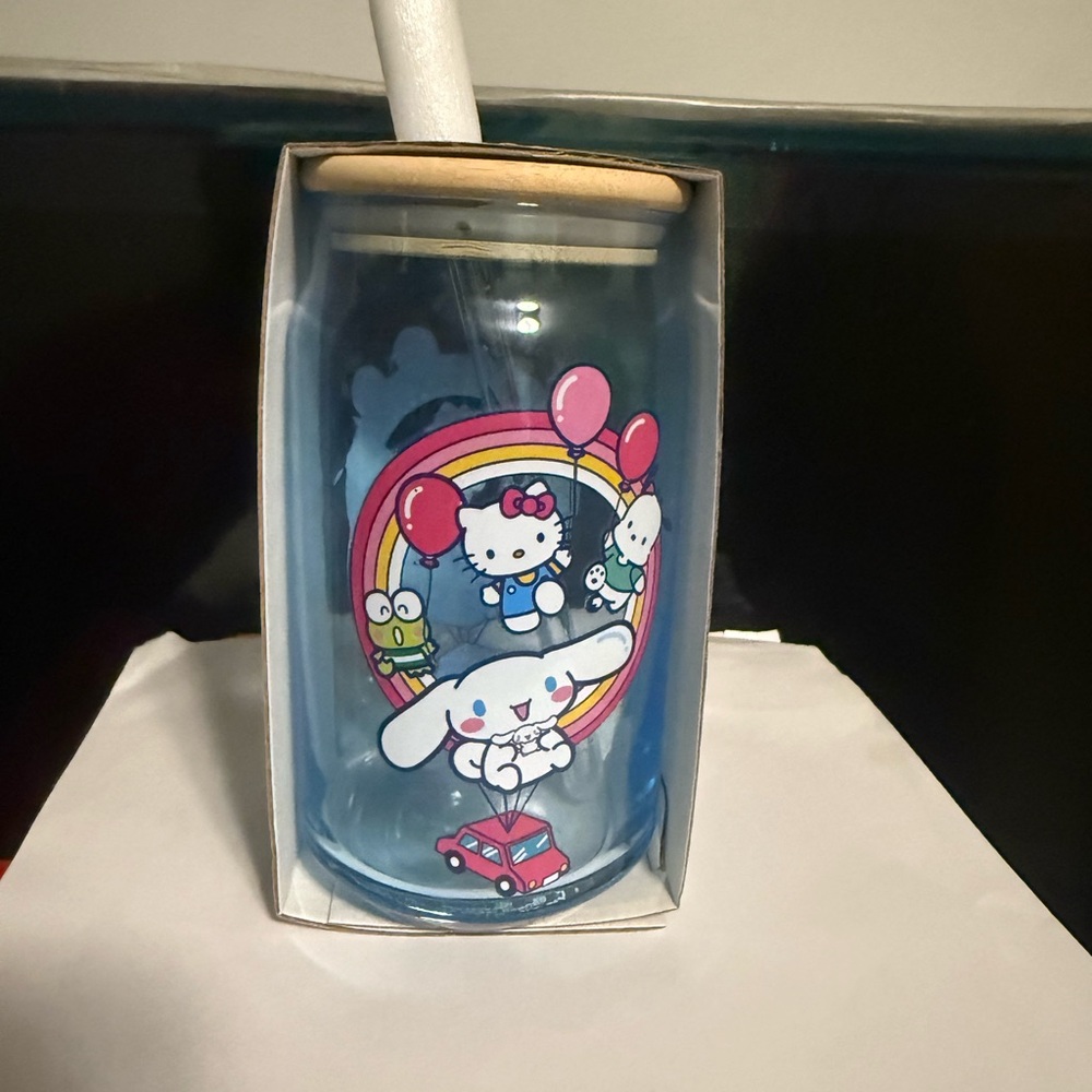 Sanrio Hello Kitty and Friends Blue Glass Tumbler